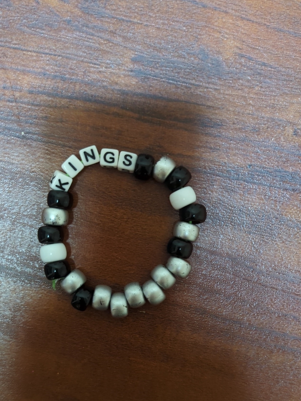 Black & White 'KINGS' Beaded Stretch Bracelet for Kids